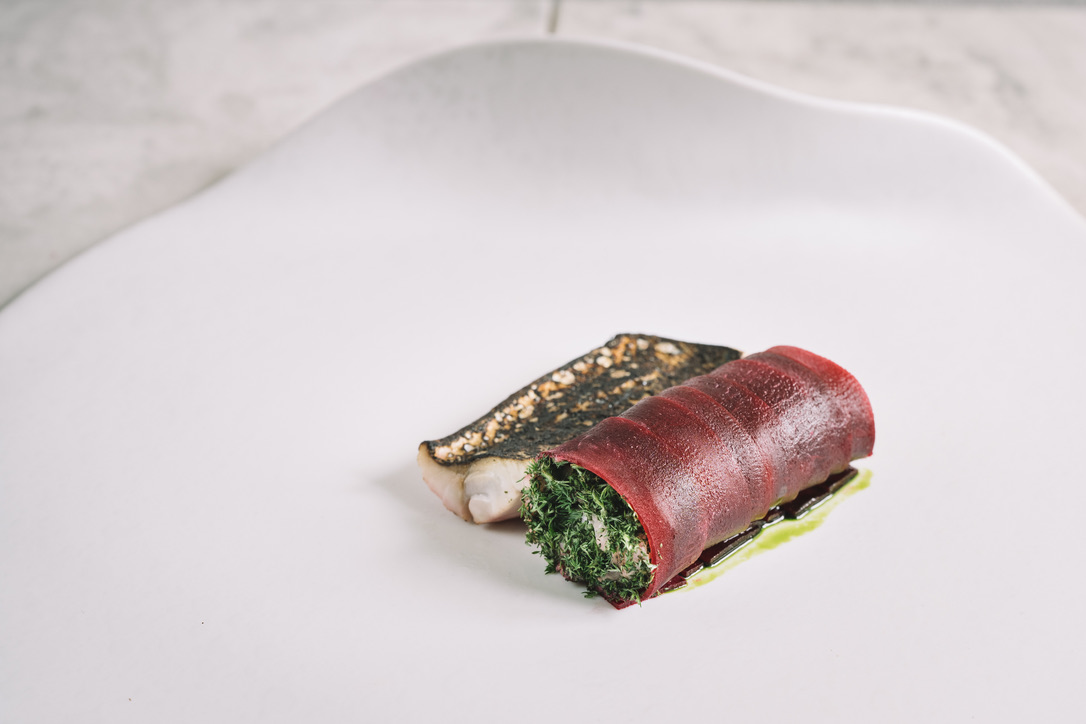 Fish with beetroot